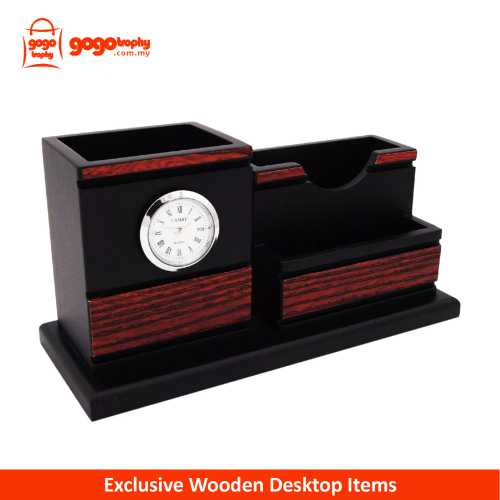 Exclusive Wooden Desktop Items with Clock