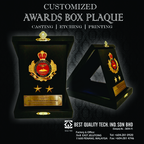 Customize Wooden Awards Box Plaque With 3D Casting Logo.