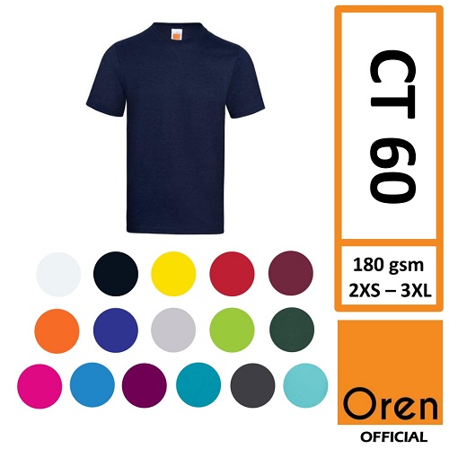 Oren Sport CT60 Cotton Round Neck T-Shirt (180gsm Superior Cotton)